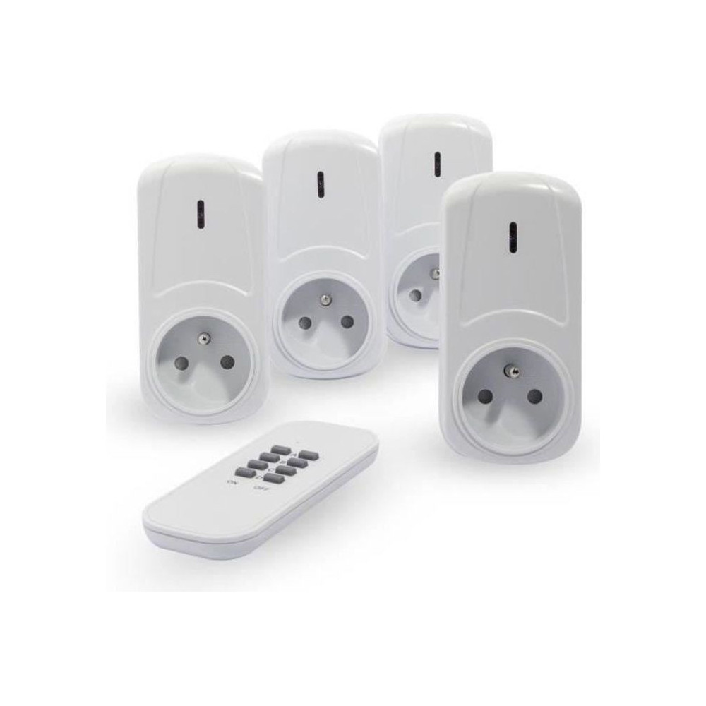 CHACON Kit de 4 prises télécommandées on/off + télécommande