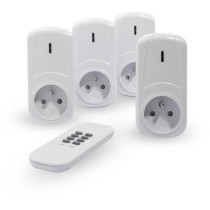 Chacon Kit of 4 on/off remote -controlled sockets + remote control
