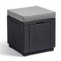 ALLIBERT GARDEN Pouf table with cushion and integrated storage - Imita