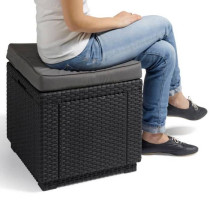 ALLIBERT GARDEN Pouf table with cushion and integrated storage - Imita