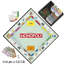 Classic Monopoly, board game, with storage box and large pawns, 2 to 6