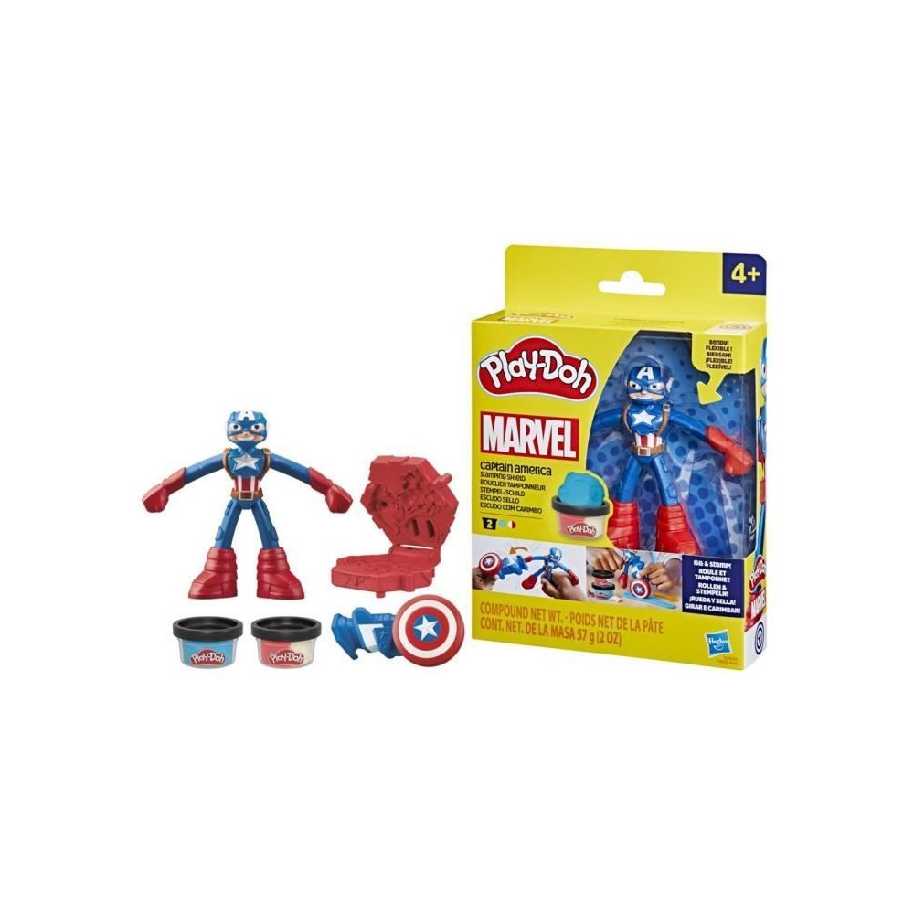 Play-Doh Captain America, Stamper Shield set with flexible figure, acc Play-Doh Captain America, Stamper Shield set with flexible figure, acc