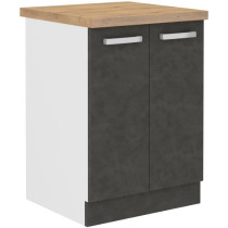 Low cabinet 2 hinged doors - matt gray - L 60 x D 51.6 x H 85 cm - las