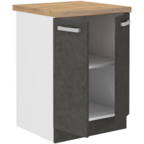 Low cabinet 2 hinged doors - matt gray - L 60 x D 51.6 x H 85 cm - las