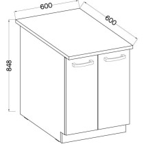 Low cabinet 2 hinged doors - matt gray - L 60 x D 51.6 x H 85 cm - las