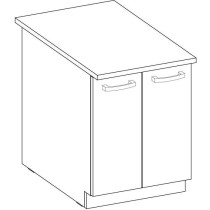 Low cabinet 2 hinged doors - matt gray - L 60 x D 51.6 x H 85 cm - las