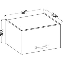Tilting door hood - matt gray - L 60 x 31.6 x H 36 cm - lassen