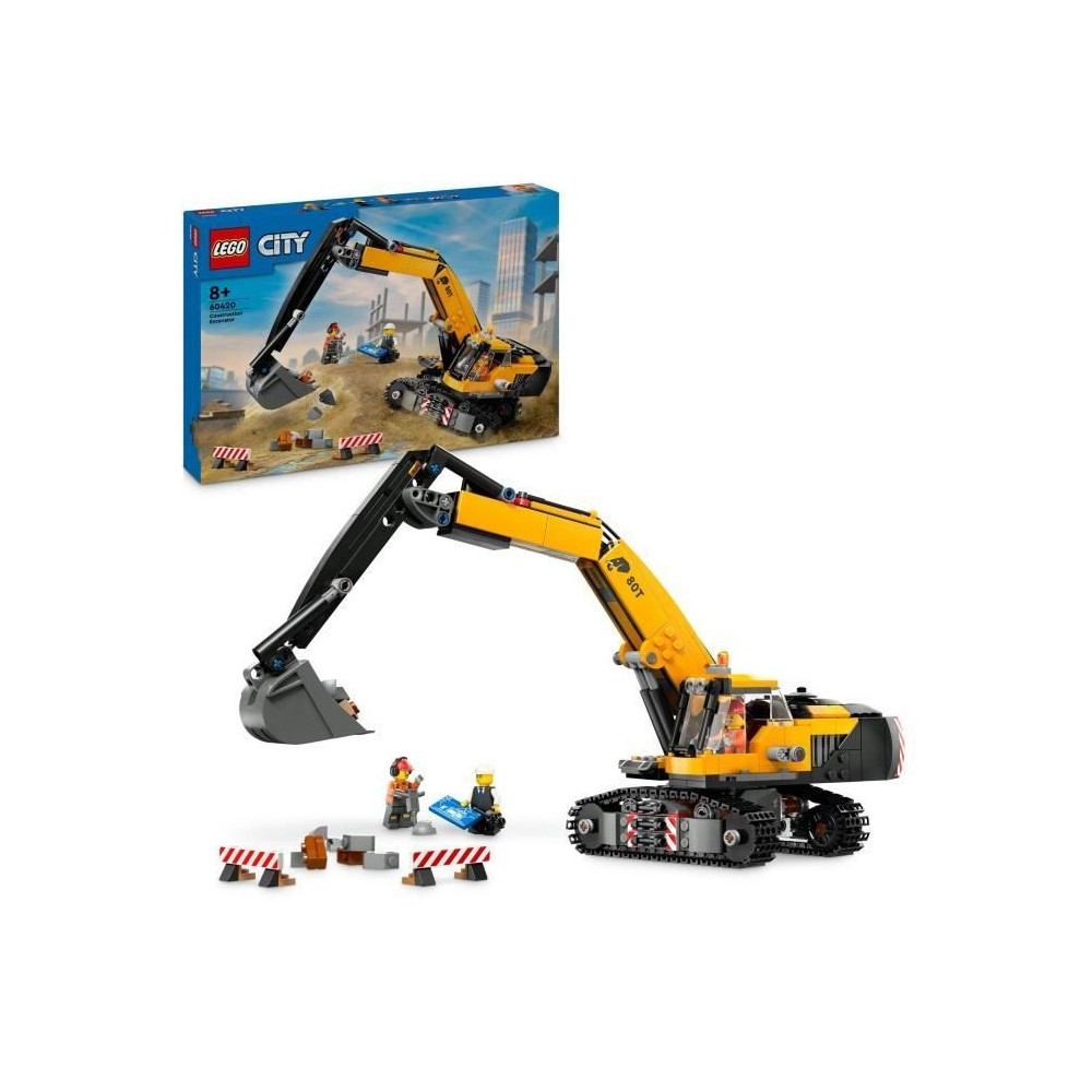 LEGO City 60420 Yellow Construction Excavator, toy for children aged 8