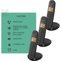 Cordless landline phone - LOGICOM - DECT ILOA 350 TRIO - Black - Witho
