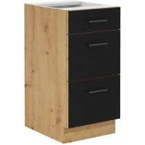 MODENA - Meuble bas casserolier - 3 tiroirs - 40 cm - Chene artisan /