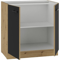 MODENA - Meuble bas - 2 portes battantes - 80 cm - Chene artisan / Noi