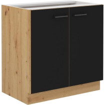 MODENA - Meuble bas - 2 portes battantes - 80 cm - Chene artisan / Noi