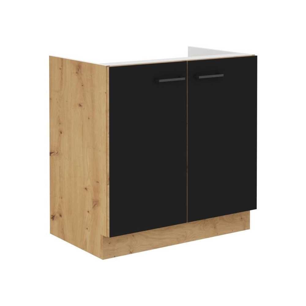 MODENA - Meuble sous evier - 2 portes battantes - 80 cm - Chene artisa