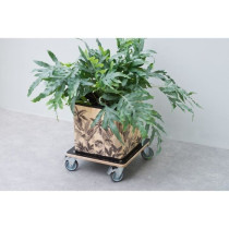 Nature Chariot a plantes carré 38x38 cm noir bois 446407