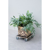 Nature Chariot a plantes carré 38x38 cm noir bois 446407