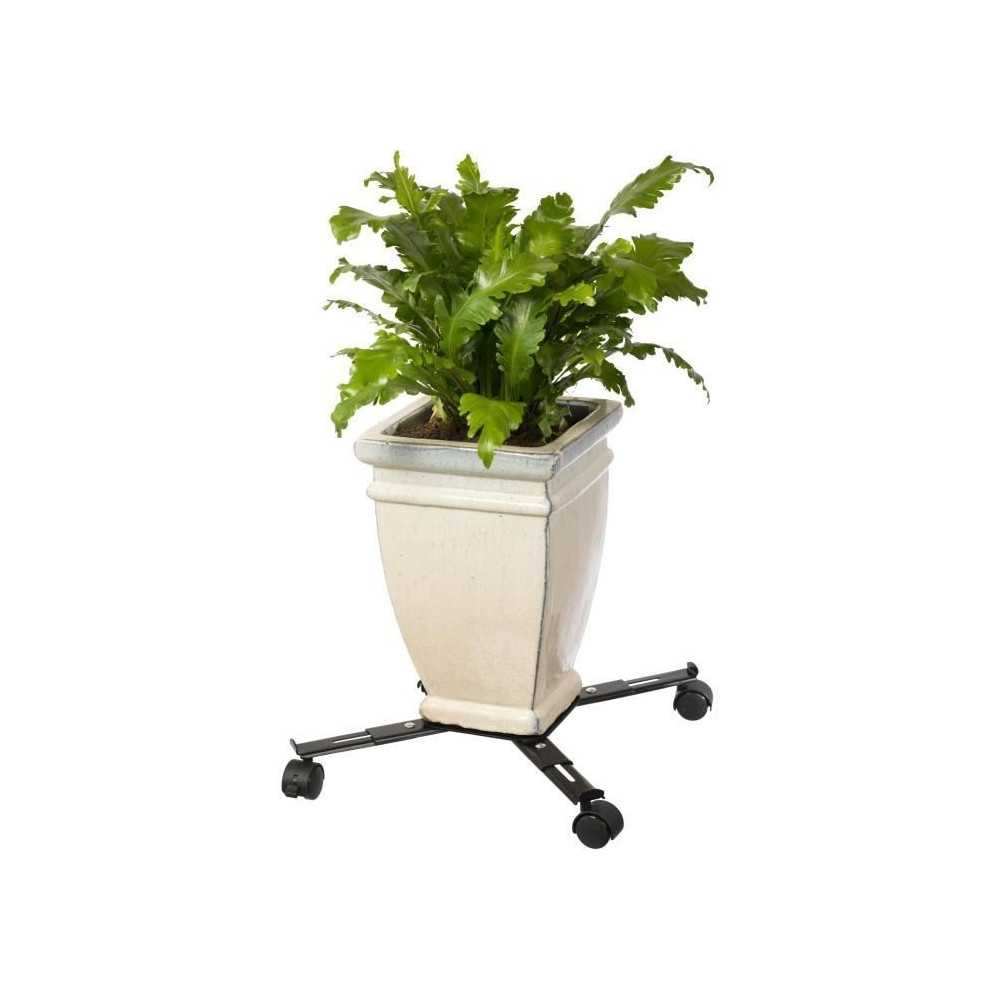 NATURE Roller shelf for extendable plants - Black metal - H6 x 34/51 x