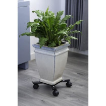 NATURE Roller shelf for extendable plants - Black metal - H6 x 34/51 x