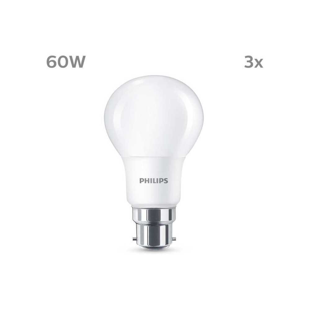 Ampoule LED - PHILIPS - 60 W - B22 - Blanc chaud - Dépolie - Non-Dimm