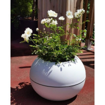 RIVIERA GRANIT BOULE round flower box - Plastic - Diameter 40 cm - Whi