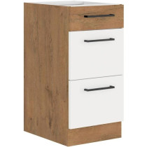 ROCK - Low cabinet - Lancelot oak and glossy white melamine - 40 cm -
