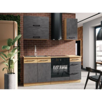 ROCK tall unit - Melamine with lancelot oak and matera gray decor - 1