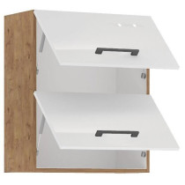 ROCK - Wall unit - Lancelot oak and glossy white melamine - 60 cm - 2