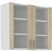 SARA high cabinet - 2 doors - Sonoma oak decor - L80xD31xH71.5 cm - Ma