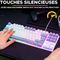 Clavier Gamer - The G-Lab - KEYZ CAESIUM - RGB - Blanc & gris - TKL