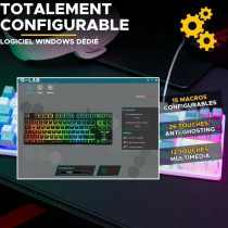 Clavier Gamer - The G-Lab - KEYZ CAESIUM - RGB - Blanc & gris - TKL