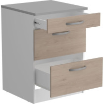 OSLO Meuble Bas 3 tiroirs + plan - Décor Chene Jackson - L 60 x P 60