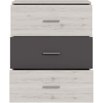 Commode - ADRIA - 3 tiroirs - Chene cendré / Gris uni - 75,2 x 41,3 x