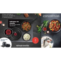 Batterie de cuisine induction - Arthur Martin - AM925B - Aluminium - 8