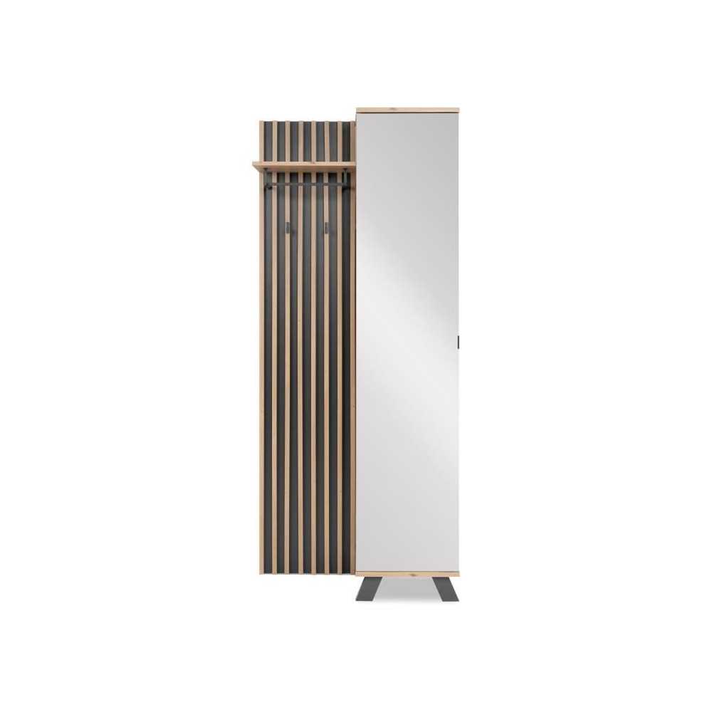 Vestiaire avec miroir - MEDAN 42A - Anthracite / Chene artisan - 80 x