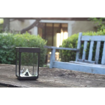 Mini photophore solaire pour table - Parois en verre - Noir
