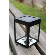 Mini photophore solaire pour table - Parois en verre - Noir