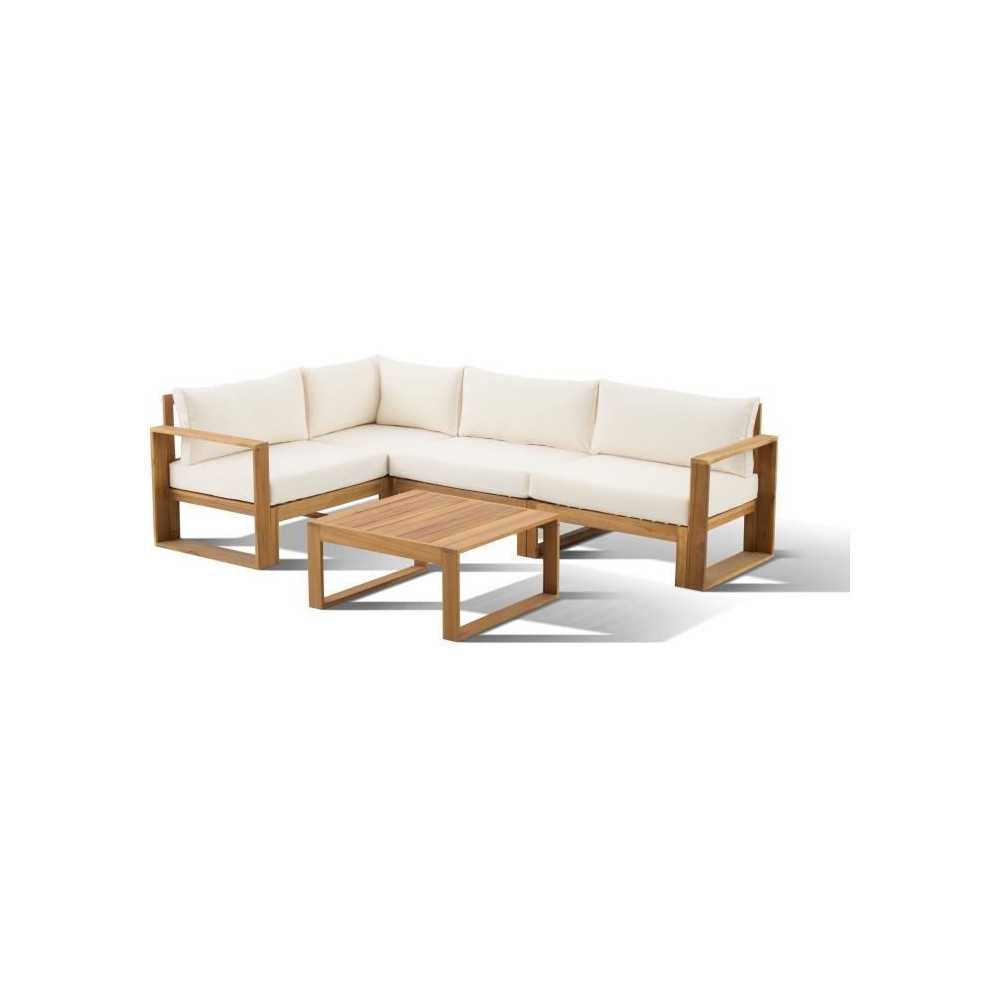Salon de jardin d'angle modulable - Bois d'acacia - 5 personnes - LEVA