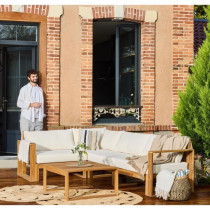 Salon de jardin d'angle modulable - Bois d'acacia - 5 personnes - LEVA