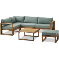 Salon de jardin en bois d'Acacia FSC - 6 personnes - Levata - Vert d'e