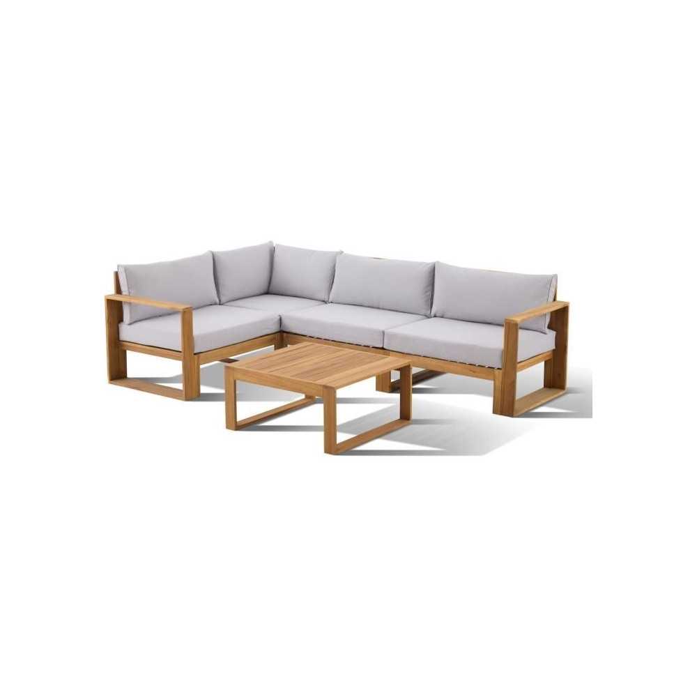 Salon de jardin d'angle modulable - Bois d'acacia - 5 personnes - LEVA