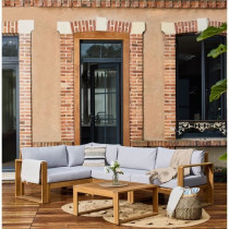 Salon de jardin d'angle modulable - Bois d'acacia - 5 personnes - LEVA