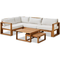Salon de jardin d'angle modulable - Bois d'acacia - 5 personnes - LEVA