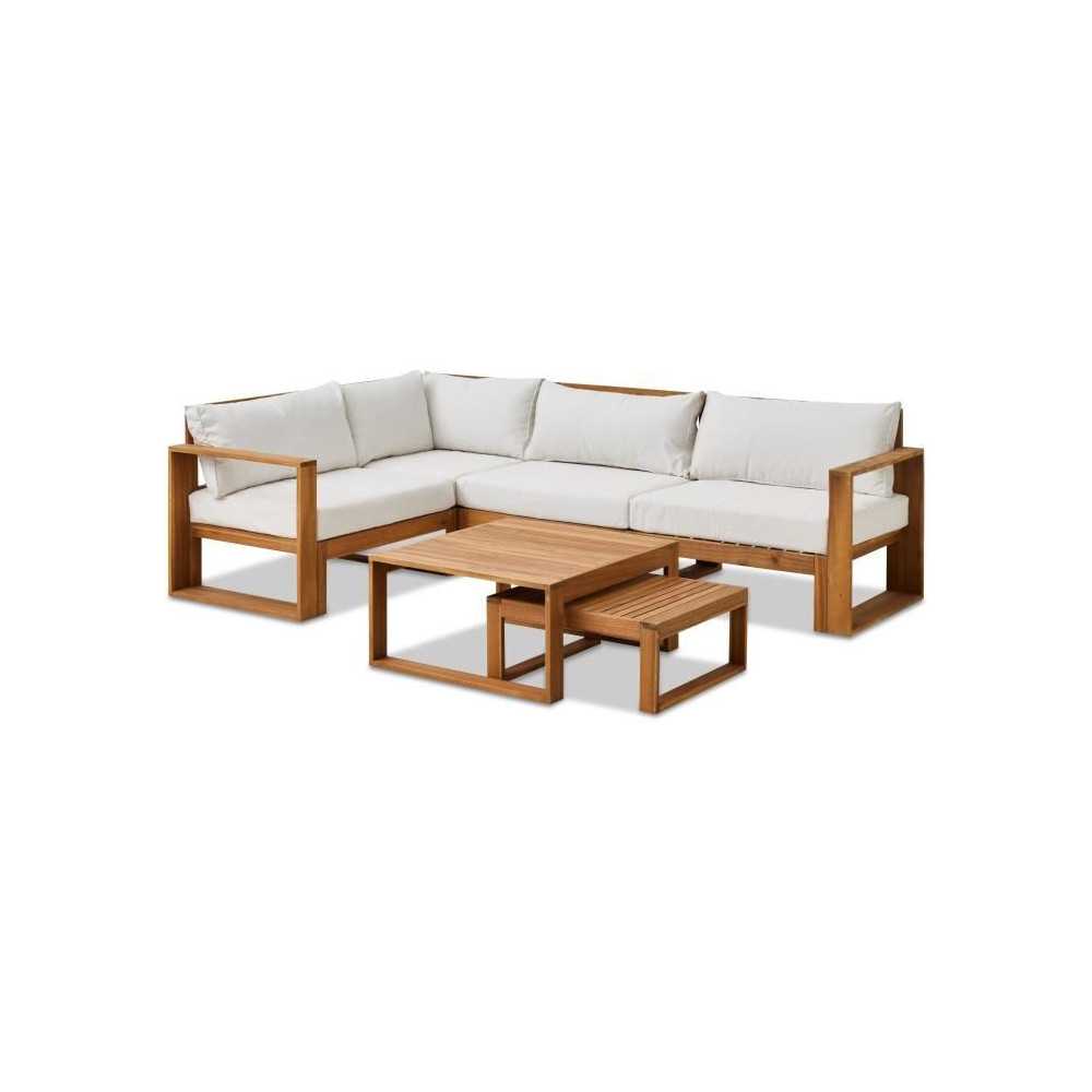 Salon de jardin d'angle modulable - Bois d'acacia - 5 personnes - LEVA