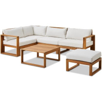 Salon de jardin d'angle modulable - Bois d'acacia - 5 personnes - LEVA