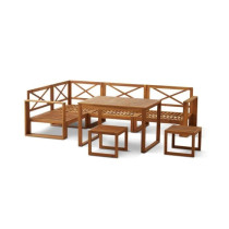Salon de jardin en bois d'Acacia FSC avec coussins + housse de protect