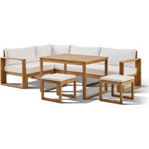 Salon de jardin d'angle modulable - Bois d'acacia - 6 personnes - LEVA