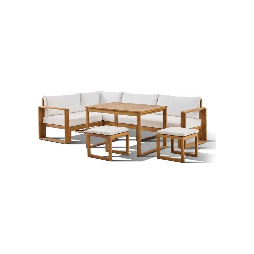 Salon de jardin d'angle modulable - Bois d'acacia - 6 personnes - LEVA