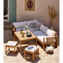 Salon de jardin d'angle modulable - Bois d'acacia - 6 personnes - LEVA