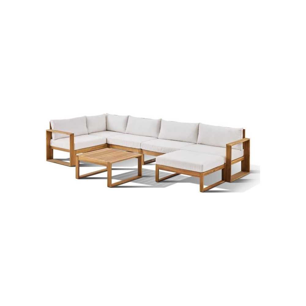 Salon de jardin d'angle modulable - Bois d'acacia - 7 personnes - LEVA