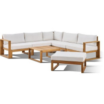 Salon de jardin d'angle modulable - Bois d'acacia - 7 personnes - LEVA