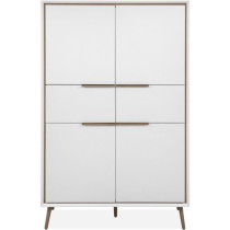 Buffet Haut - ARONA 53B - Blanc / Chene artisan - 4 portes, 2 tiroirs